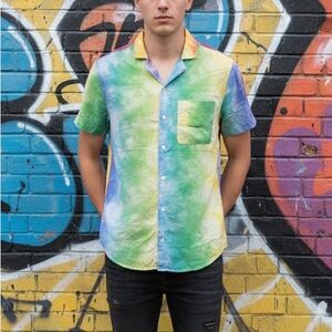 Trinity Rainbow Button Down Short Sleeve Shirt